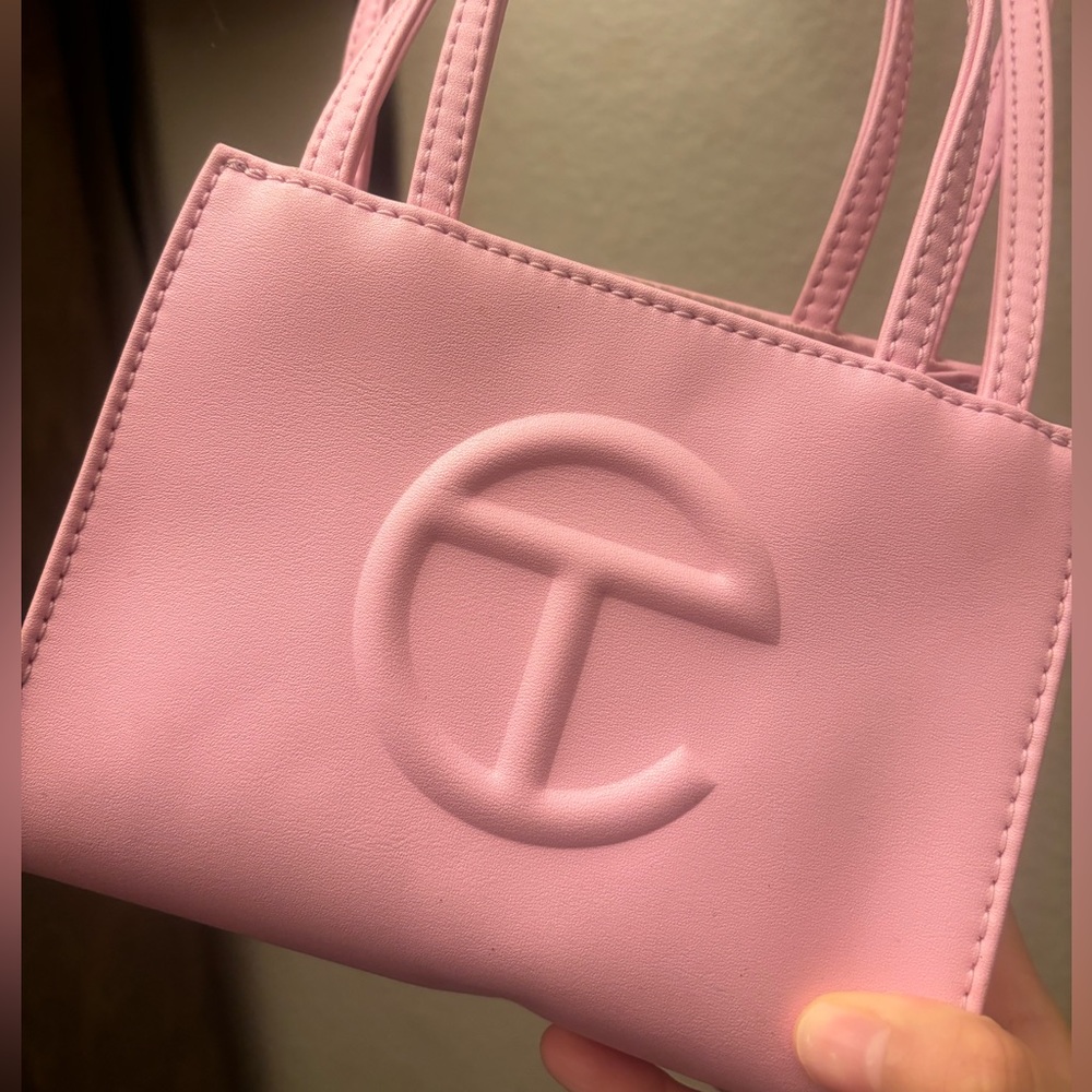 Pink small telfar shopping bag